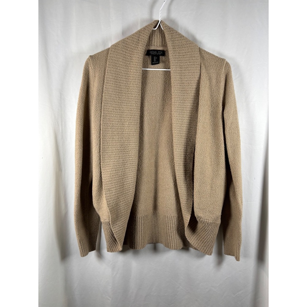 Rachel Zoe Tan Open Front‎ Cardigan Sweater Shawl Collar Women's Small